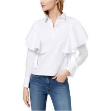 Endless Rose Womens Ruffle Button Down Blouse Womens