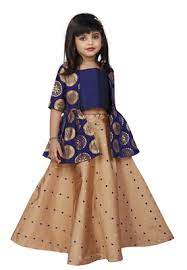 Since the dress is simple, you can style yourself up with your heavy jewelry. Kids Brown Cotton Silk Lehenga Choli For Girls Everwillow 3252128