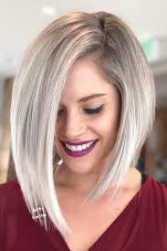 Go with an extreme side part over a middle part, as seen here, which adds to the asymmetry. 45 Versatile Medium Bob Haircuts To Try Lovehairstyles Com Angled Bob Hairstyles Bob Hairstyles Long Bob Hairstyles