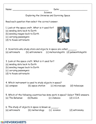 Our beautiful earth is the fifth largest planet in the solar system. Exploring Space Worksheet