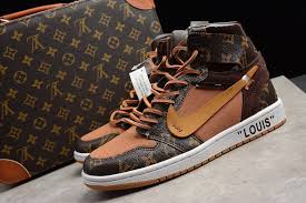Louis Vuitton X Off White X Air Jordan 1 Louis Vuitton Off White X Nike Air Jordan 1s Air Jordans Louis Vuitton Bag Neverfull Louis Vuitton