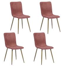 Furnish 1 Scargill Coral Upholstered Textured Fabric Dining Chairs Set Of 4 Dark Pink Fabric Dining Chairs Dining Chair Set Woven Dining Chairs