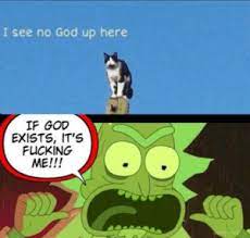 I See No God Up Here If God Exists It S Fucking Me Perhaps The Cat Is Blind God Meme On Me Me