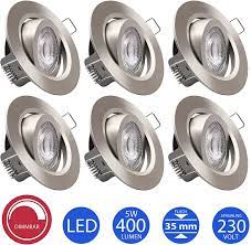 6x led einbaustrahler dimmbar ultraflach 5 watt edelstahl optick schwenkbar 230v rund warmweiss ip2 led einbaustrahler led einbaustrahler dimmbar einbaustrahler