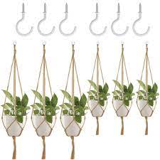 6 pack plant hanger danzix flower pot holder with ceiling hooks for indoor outdoor decorations office gardening pots holders wall stand