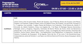 Horarios de corte de luz en Guayaquil