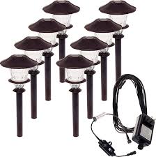 Paradise garden lighting bronze low voltage halogen path light in the lights department at com. 8 Pack Paradise Aluminum Led Low Voltage Path Light Kit Oiled Bronze Amazon Com