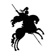 Silhouette Of Victorious Knight With Lance On A Horse Stand In 2020 Knight On Horse Knight Vector