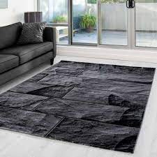 Eur 24,90 bis eur 78,90. Teppich Modern Designer Wohnzimmer Steinoptik Mauer Muster Grau Schwarz Grosse 80x150 Cm