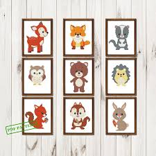 Woodland Nursery Cross Stitch Pattern Set 9 Animals Xstitch Etsy Nursery Cross Stitch Nursery Cross Cross Stitch Patterns