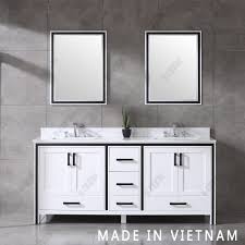 china 72inch white cabinet double sinks