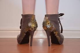 Decorative steampunk boot, shoe flat brass victorian style shoe. Steampunk Boots
