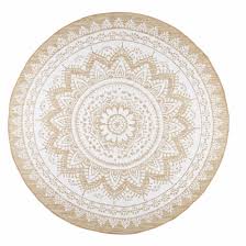 Tapis Rond En Jute Et Coton Blanc D180 Runde Teppiche Teppich Baumwolle Und Jute Teppich Rund