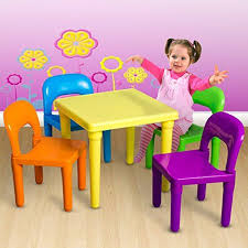 Children And Kids Table And Chairs Set Includes 4 Plastic Chairs And 1 Art Craft Study Activity Table Kids Table Set Kids Table And Chairs Toddler Table