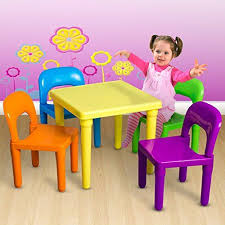 Giving your little one a table and chair set at their size gives them a sense of control and helps them learn independence. Children And Kids Table And Chairs Set Includes 4 Plastic Chairs And 1 Art Craft Study Activity Table Kids Table Set Kids Table And Chairs Toddler Table