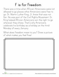 F Is For Freedom Worksheet Education Com Martin Luther King Jr Worksheets Martin Luther King Activities Martin Luther King