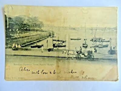 VINTAGE POSTCARD BOMBAY HARBOUR FROM APOLLO BUNDER BOAT HORSE CART PEOPLE IMAGE | eBay