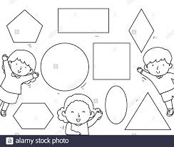 De las primeras civilizaciones perduran escasos ejemplares de dibujos, normalmente, por la fragilidad del material en el que fueron ejecutados (se han hallado en ostraca y pinturas murales inacabadas), o porque eran un medio para elaborar pinturas posteriormente, recubiertos con capas de color. Pagina Para Colorear Formas Geometricas De Dibujos Animados Fotografia De Stock Alamy