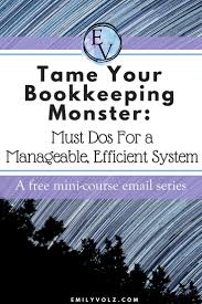 Tame Your Bookkeeping Monster Must Dos For A Manageable Efficient System A Free Mini Course Ema Network Marketing Business Bookkeeping Small Business Finance