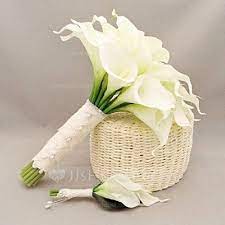 46 00 Sencillas Y Elegantes Redondo Pe Encaje Conjuntos De Flores Boutonniere Ramos De Novia Jj S House Lily Bouquet Wedding Calla Lily Bridal Calla Lily Bridal Bouquet