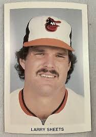 1985-86 Larry Sheets, Baltimore Orioles Team Issue Health Message Photo  Card