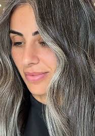 Blending Gray hair can be a task. This client chose to blend it with a...