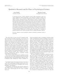 Pdf Qualitative Research And Its Place In Psychological Science