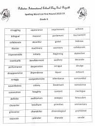 Grade 5 Spelling Bee Words List Pises Girls Wing Facebook