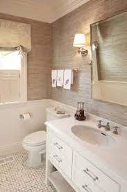 Grass Cloth And Wainscoting In The Bathroom Grasscloth Walls Bathrooms Remodel Bathroom Inspiration