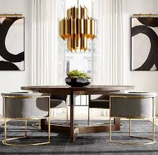 Rh Modern S Linear Round Dining Table Designed By Barlas Baylar Our Handcrafted Table Is A Sophis Luxury Dining Room Dining Room Trends Glamourous Dining Room