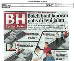 Keratan akhbar kemalangan jalan raya. 21 Januari 2017 Boleh Buat Laporan Polis Di Tepi Jalan