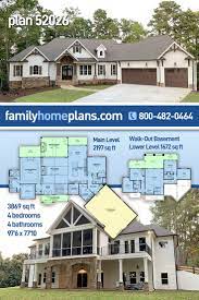 Craftsman Style House Plan 52026 With 4 Bed 4 Bath 3 Car Garage Craftsman Style House Plans Family House Plans Craftsman House