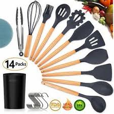 Tres simples consejos para saber como utilizar utensilios de silicona adecuadamente para sacarles el máximo rendimiento. Utensilios Cocina Silicona 11 Piezas Mangos Madera 10 Ganchos Para Cocina Ebay