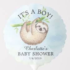 Adorable Sloth Animals Boy Baby Shower Balloon Zazzle Com Baby Shower Balloons Baby Shower Paper Sloth Stuffed Animal