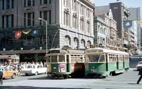M Mtb Prototype Tram Pcc 980 Crosses Elizabeth Street While Running Route 96 Along Bourke Street State Savings B Melbourne Melbourne Tram Melbourne Victoria