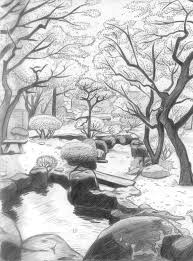 Black and white landscape drawing hand made original pencil art. Landscaping Japanese Garden By Fatalist555 On Deviantart