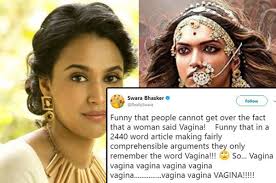 She just damaged her cute and innocent image for the sake of surviving in industry not even for popularity.she is my. Swara Bhaskar Shut Down People Who Had Problems With Her Using The Word Vagina In A Headline