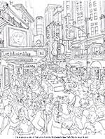 An italian pizzaiolo with a long mustache. New York City Coloring Book Pages