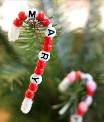 Beaded Candy Cane Ornament Craft Preschoolers Can Make Kids Christmas Ornaments Christmas Diy Kids Diy Christmas Ornaments