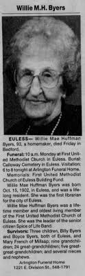 Willie Mae Huffman Byers (1902-1996)