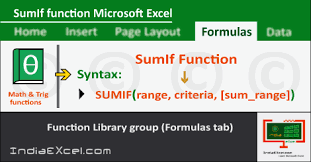 Sumif Function Of Math Trig Functions In Microsoft Excel 2016 Http Indiaexcel Com Sumif Function Microsoft Excel 2 Learning Microsoft Excel Microsoft Excel