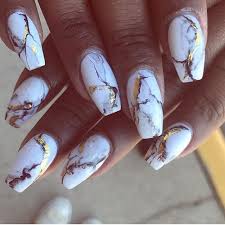 Gold And White Marble Nails Marble Acrylic Nails Gorgeous Nails Nail Designs