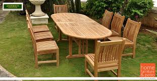 Anderson Teak Sahara 9 Piece Stackable Armchair And Oval Double Extension Outdoor Dining Set Outdoor Dining Set Modern Patio Furniture Contemporary Patio Furniture