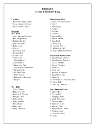With the easy checklist, you will simplify activities. Mom Baby Checklist