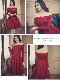 Women S Vintage Floral Lace Boat Neck Cocktail Formal Swing Dress Clothing Women Dress Womens Fashion Dresses Cocktail Long Sleeve Lace Fashion Clothes Women