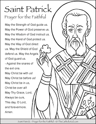 Patrick's day activity page for kids featuring a shamrock coloring area, st. Saint Patrick Prayer Coloring Page St Patrick Prayer St Patrick Prayers