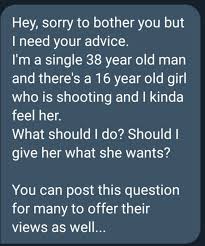 Lady smile to elderly man. ðŒð„ð‹ð‹ðŽð– On Twitter Would 16 Y O You Date A 38 Y O Woman I Don T Think So Stay Away From Baby Girl It S Normal For Teenage Girls To Have Crushes On Older Men