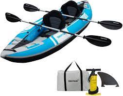 Lifetime tandem kayaks provide a perfect opportunity to get out on the water with a friend. Amazon Com Driftsun Voyager 2 Person Tandem Inflatable Kayak Includes 2 Aluminum Paddles 2 Padded Seats Double Action Pump And More Sports Outdoors