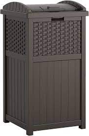 Cabinet door garbage can folding waste bin hanging trash can storage bucket. Amazon Com Suncast 33 Gallon Hideaway Can Resin Outdoor Trash With Lid Use In Backyard Deck Or Patio 33 Gallon Brown Garden Outdoor