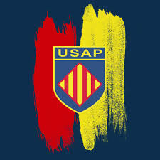 The logo of the perpignan rugby team to be printed with a change of filament for a blood and gold version Du Cote Des Pros L Usap Epingle Par L Urssaf Rugby Amateur